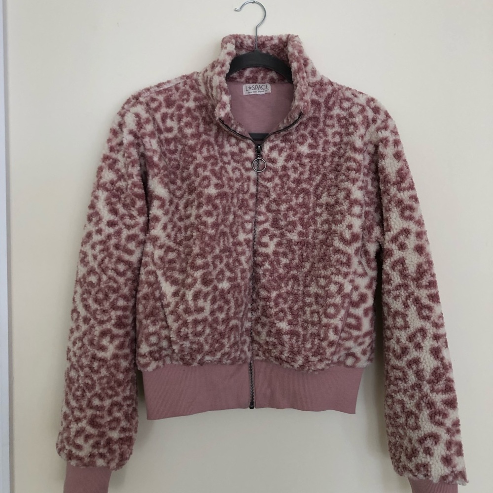 LSpace Pink Cheetah Print Zip Jackets // NWOT